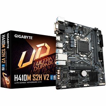 GIGABYTE Mainboard Desktop H410 (S1200, 2xDDR4, HDMI, DVI-D, VGA, 1xPCIex16, 2xPCIex1, ALC887, 8118 Gaming GbE LAN, 4xSATA III, 1xM.2, USB 3.2, USB 2.0) mATX retail