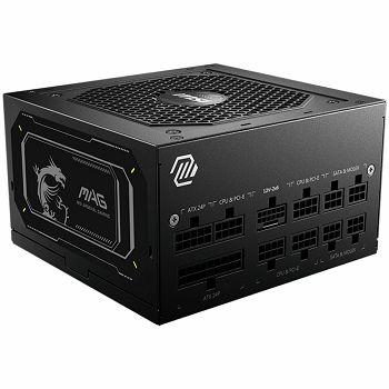 MSI PSU MAG A750GL PCIE5 II, 750W 80Plus Gold, 120mm Fan Active PFC, Fully Modular, 12VHPWR, ATX 3.1, PCIe 5.1, OVP, OCP, OTP, OPP, SCP, UVP, 100-240Vac, 47Hz-63Hz Input Frequency, ATX, 7Y, Black