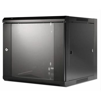 Intellinet 19" Wallmount Cabinet, 9U, 600 mm (23.6 in.) Depth, Black