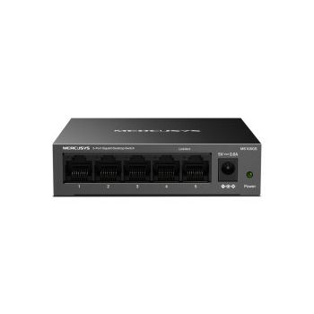 Mercusys MS105GS 5-Port Gigabit Desktop preklopnik (Switch) 5×10/100/1000Mbps, Plug & Play, Auto-Negotiation, Auto-MDI/MDIX, metalno kučište 