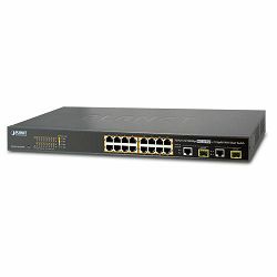 Planet 16-Port 100TX 802.3at PoE 2-Port Gigabit TP SFP Combo Web Smart Switch