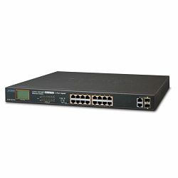 Planet 16-Port 10 100TX 802.3at PoE 2-Port Gigabit TP SFP Combo Desktop Switch