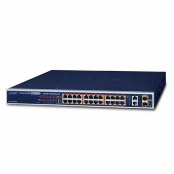 Planet 24-Port 100TX 802.3at PoE 2-Port Gigabit TP SFP Web Smart Switch 420W