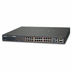 Planet 24-Port 100TX 802.3at PoE 2-Port Gigabit TP SFP Web Smart Switch 420W