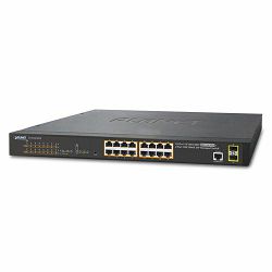 Planet 16-Port Gbe 802.3at PoE 2-Port 100 1000X SFP Managed Switch