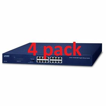 Planet 16-Port RJ45 GbE Switch unmanaged 4 pack