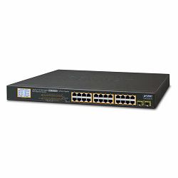 Planet 24-Port RJ45 Gigabit 802.3at PoE 2-Port Gigabit SFP Ethernet Switch with LCD PoE Monitor