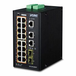 Planet Industrial 16-Port RJ45 Gigabit 802.3at PoE 2-Port RJ45 Gigabit 2-Port 100 1000X SFP Managed Switch