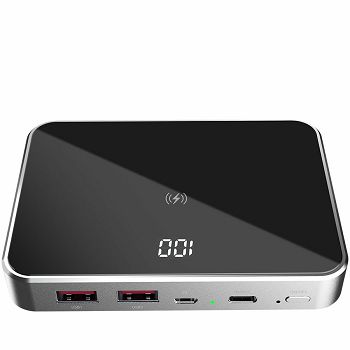 Prestigio Graphene PD, fast charging powerbank, capacity 10000 mAh, 2*USB3.0 quick charge, 1*Type-C PD, wireless charging interface 10W, LED battery indicator, leather case, cable type C-USB, 60W adap