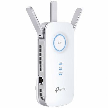 TP Link AC1900 Wi-Fi Range Extender 600 Mbps at 2.4 GHz + 1300 Mbps at 5 GHz; 3 × External Antennas, 1 × Gigabit Port, Wall Plugged; Tether App, WPS, Intelligent Signal Light, Access Control, Power Sc