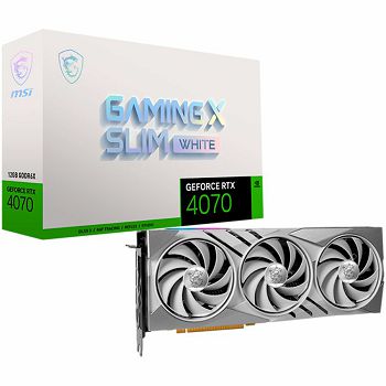 MSI Video Card Nvidia GeForce RTX 4070 GAMING X SLIM WHITE 12G (12GB GDDR6X/192bit, PCI Express Gen 4, 3xDP, 1xHDMI, Recommended PSU 650W), White, Retail