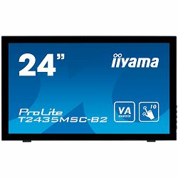 IIYAMA Monitor 24" PCAP 10P Touch Screen, 1920x1080, VA panel, Flat Bezel Free Glass Front, DVI, HDMI, Displayport, 215cd/m2 (with touch), USB 2.0-Hub (2xOut), 3000:1 Contrast, 6ms, Built-in Webcam & 