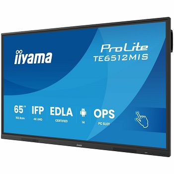 Iiyama ProLite TE6512MIS-B4AG 65" Diagonal Class LED-backlit LCD display interactive digital signage (multi touch) / optional slot-in PC capability 4K UHD (2160p) 3840 x 2160 Direct LED matte black (