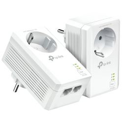 TP-Link AV1000 Powerline Gigabit mrežni adapter, 1000Mbps, dodatna strujna utičnica, 2×G-LAN, HomePlug AV2 (duplo pakiranje)