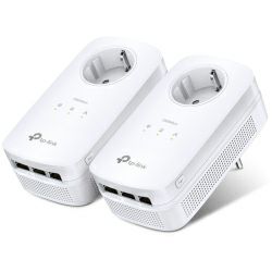 TP-Link AV1300 Powerline Gigabit mrežni adapter, 1300Mbps, 3×GLAN, 2×2 MIMO, dodatna strujna utičnica, HomePlug AV2 (duplo pakiranje)