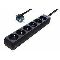 Transmedia 6-way power strip, 5,0 m cable, Black