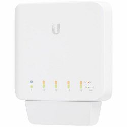 Ubiquiti network switch, 5 RJ45 Gigabit Ethernet ports, 1 PoE input and 4 PoE output links