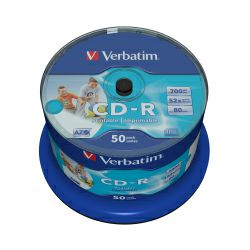 CD-R Verbatim 700MB 52× DataLife+ Wide PRINTABLE (No ID) 50 pack spindle