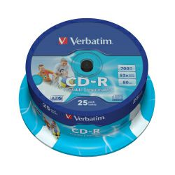 CD-R Verbatim 700MB 52× DataLife PRINTABLE 25 pack spindle
