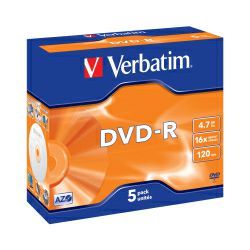 DVD-R Verbatim 4.7GB 16× Matt Silver 5 pack JC