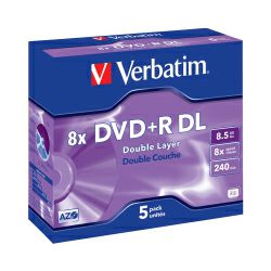 DVD+R DL Verbatim 8.5GB 8× Matt Silver 5 pack JC (Double Layer)