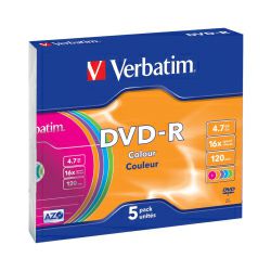 DVD-R Verbatim 4.7GB 16× Pastell Colours 5 pack Slimcase