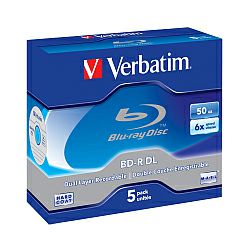 Blu-Ray Verbatim BD-R DL 6× 50GB White Blue Surface Scratch Guard Plus 5 pack JC (Double Layer)