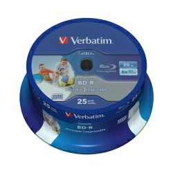 DVD Blu-Ray Verbatim BD-R SL 6× 25GB WIDE PRINTABLE No ID 25 pack spindle (Single Layer)