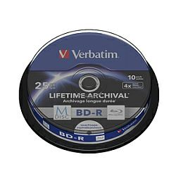 DVD Blu-Ray M-Disc Verbatim BD-R SL 25GB 4× Printable 10 pack spindle (Single Layer)