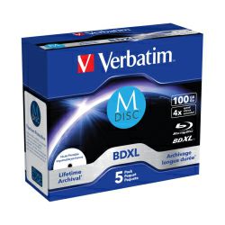 DVD Blu-Ray M-Disc Verbatim BD-R XL 100GB 4× Inkjet Printable 5 pack JC