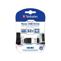 Verbatim USB2.0 Nano StorenStay 32GB + microUSB adapter, crni 