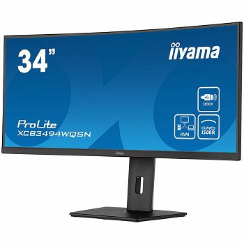 IIYAMA Monitor XCB3494WQSN-B5 34" ETE UW IPS-panel, 3440x1440 120Hz, 300cd/m², 0,4ms MPRT, Speakers, USB-C Dock (LAN, DP-Out, 65W PD), DisplayPort, HDMI, KVM, USB3.0x3, FreeSync Premium, 15cm Height A