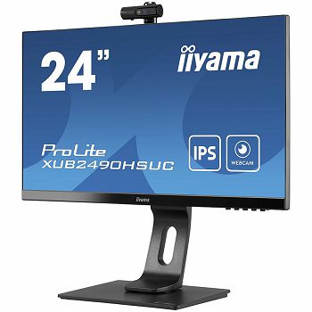 IIYAMA Monitor 24" ETE IPS-panel, 1920x1080, Webcam 1080P Auto Focus, 13cm Height Adj. Stand, Pivot, 5ms, 250 cd/m², Speakers, HDMI, DisplayPort, USB2.0 port  (23,8" VIS)