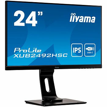 Iiyama ProLite XUB2492HSC-B1 - LED monitor24" (23.8" viewable) 1920 x 1080 Full HD (1080p) @ 75 Hz IPS 250 cd/m² 1000:1 4 ms HDMI DisplayPort USB-C speakers black