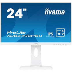 IIYAMA Monitor Prolite, 24" WHITE, ETE ULTRA SLIM LINE , 1920x1080, ETE IPS-panel, 13cm Height Adj. Stand, Pivot, 250 cd/m2, Speakers, VGA, HDMI, DisplayPort, 4ms (23,8" VIS)