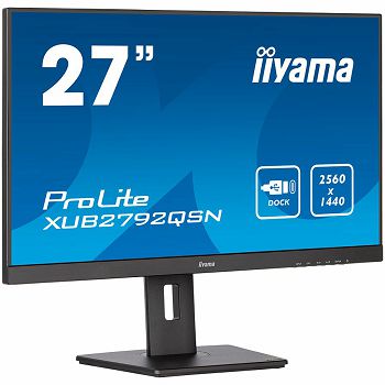 IIYAMA Monitor LED XUB2792QSN-B5 27’’ WQHD IPS USB-C Dock with RJ45 350 cd/m² 1000:1 4ms HDMI DP USB 3.0 DP Out Daisy Chain Full Ergo PRO