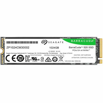 SSD SEAGATE BarraCuda 520 1.024TB M.2 2280-S2 PCIe Gen4 x4 NVMe 1.4, Read/Write: 5000/3200 MBps, TBW 250
