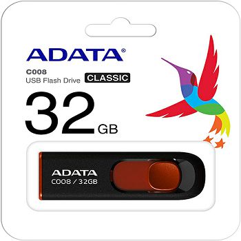 ADATA C008, 32GB, USB2.0, crno-crveni