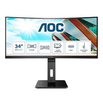 AOC CU34P2C, 34", 2xHDMI, DP, UWQHD, 100Hz, USB-C