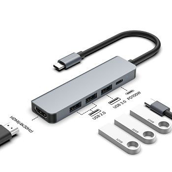Asonic 5u1 USB C na HDMI, U2/U3.0,C, aluminij