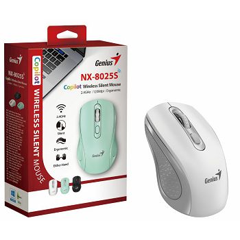 Genius NX-8025S, bežični miš, silent, BT, bijeli