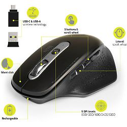 Port miš OFFICE EXE punjivi BLUETOOTH COMBO, crni