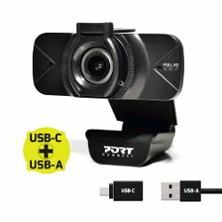 Port Full HD web kamera 1080p, crna s poklopcem