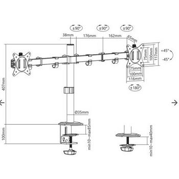 SBOX nosač za 2 monitora 13"-32", do 8kg po mon.