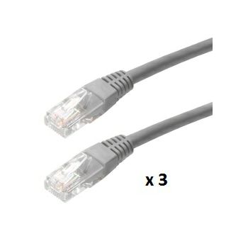 Patch kabel UTP Cat 5e, 10m, sivi, 3 kom