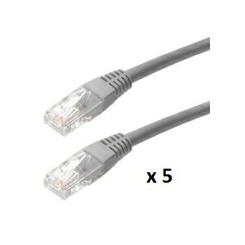 Patch kabel UTP Cat 5e, 1m, sivi, 5 kom