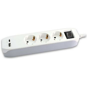 Prenosiva utičnica,3ut., USB A+C, punjač 16A, 1.4m