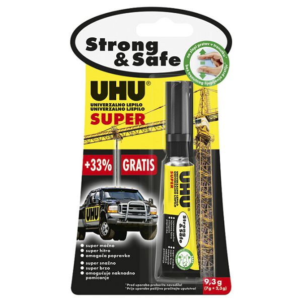 Ljepilo trenutačno 7g Super Strong&Safe+33% gratis UHU blister!!