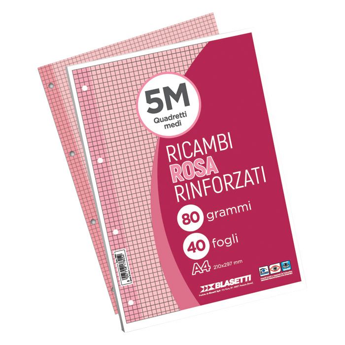 Blok za mapu uložnu 4 rupe A4 crte 40L Blasetti roza