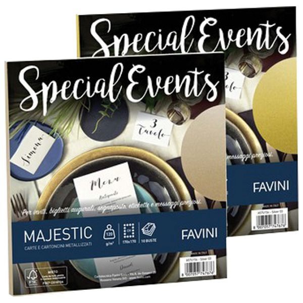 Kuverte Special Events 17x17cm 120g pk10 Favini srebrne